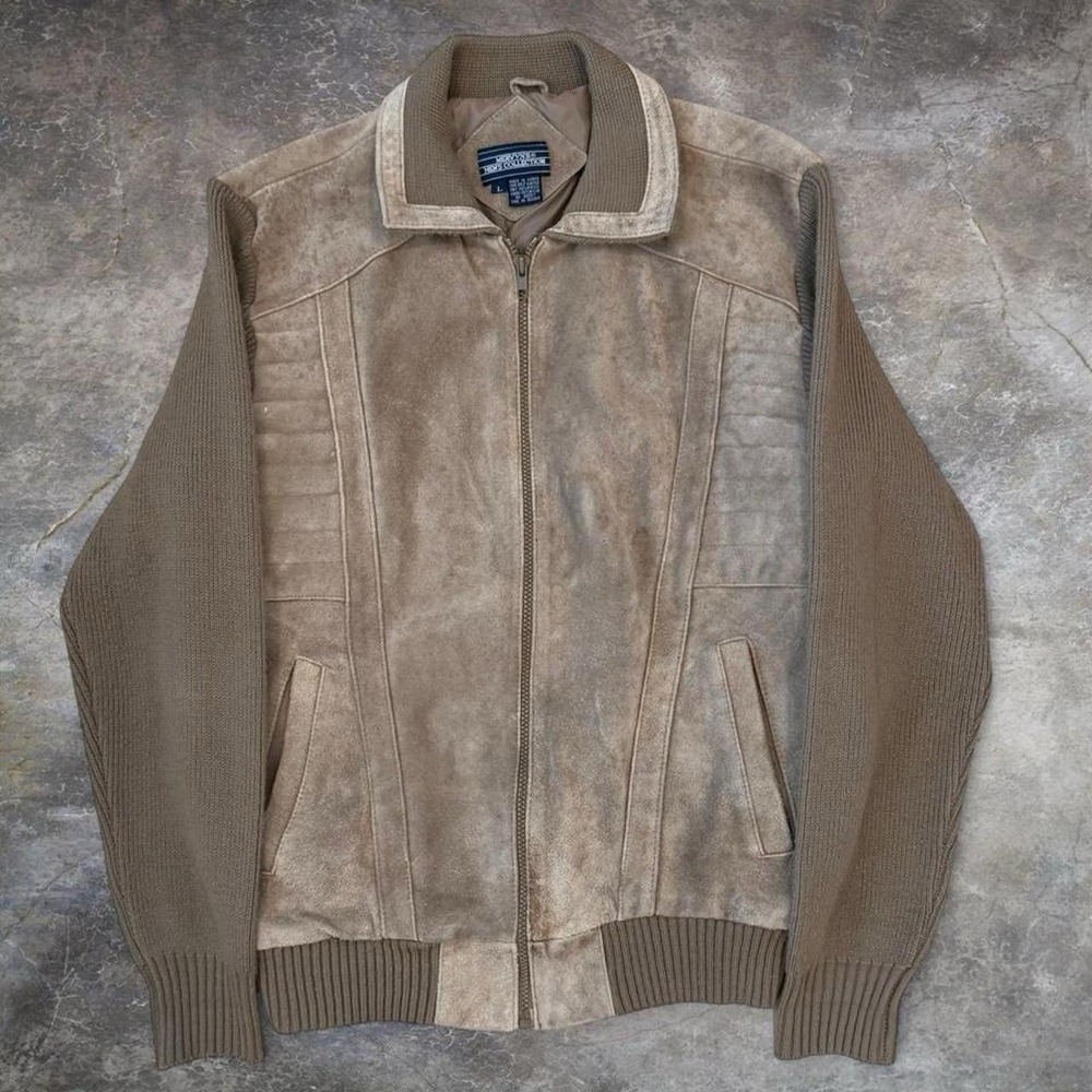 Vintage Mervyn's Collection Suede Jacket Men's Large Leather Tan Full Zip 90s